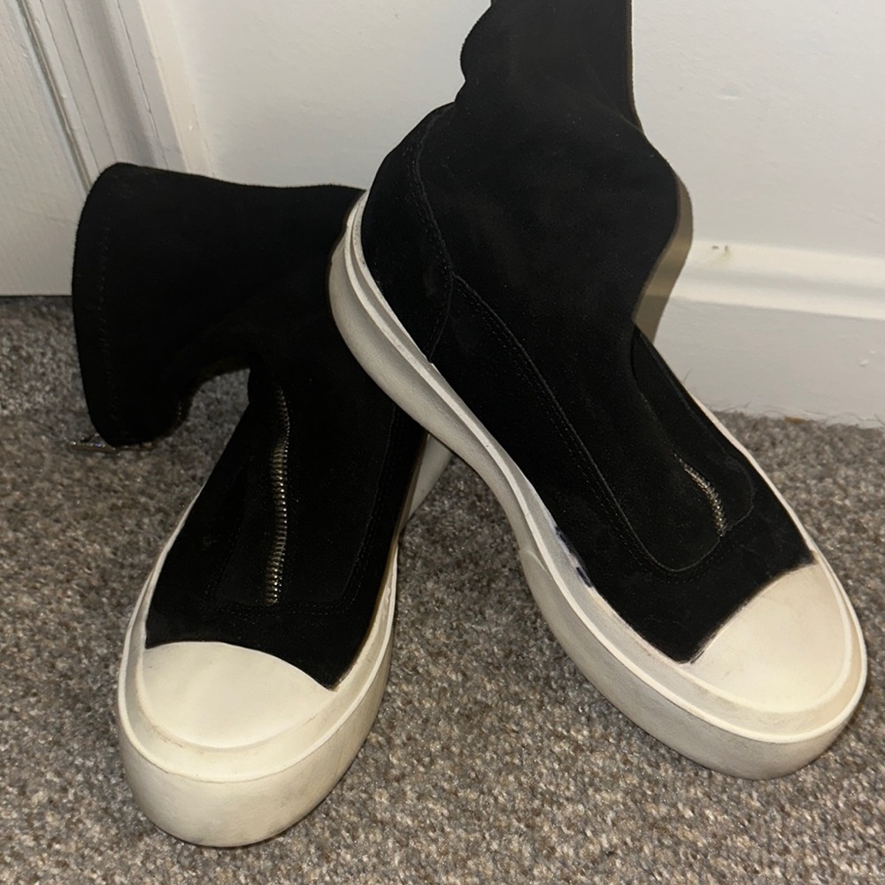 Black High-Top Sneakers with White Soles